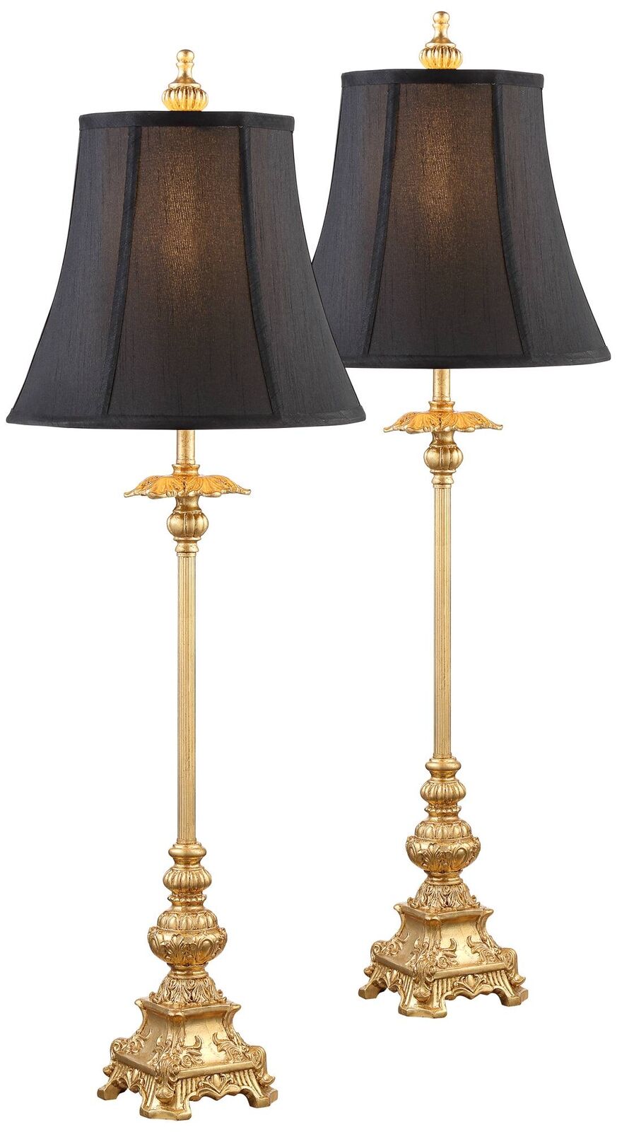 Set of 2 Black Shade Buffet Table Lamps Living Room and Dining Room Decor