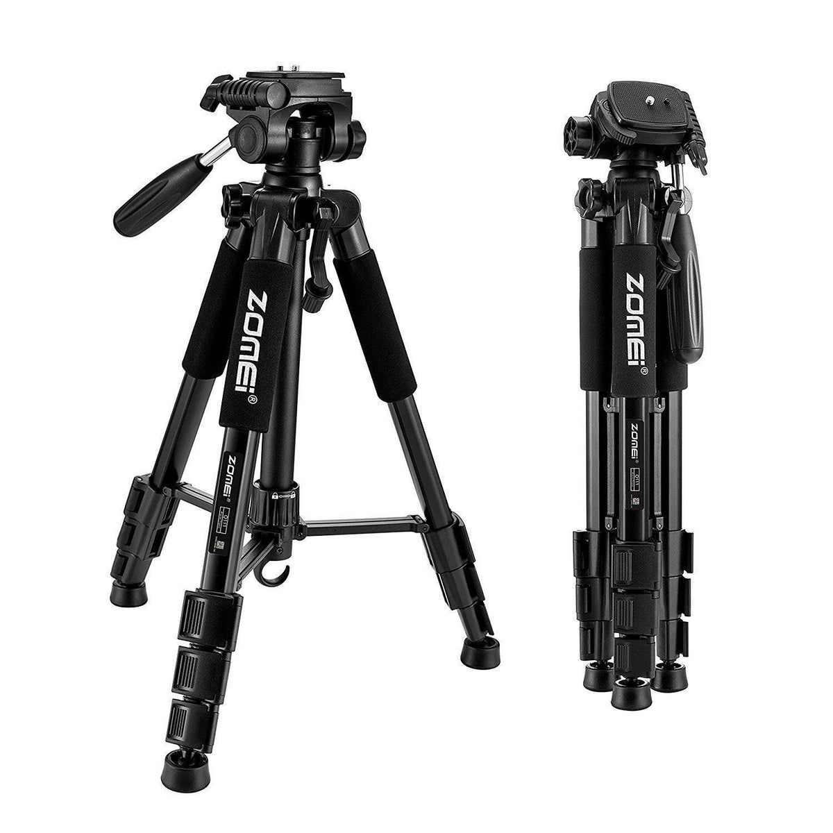 Travel Camera Tripod with 3-way Pan Head Lightweight Black