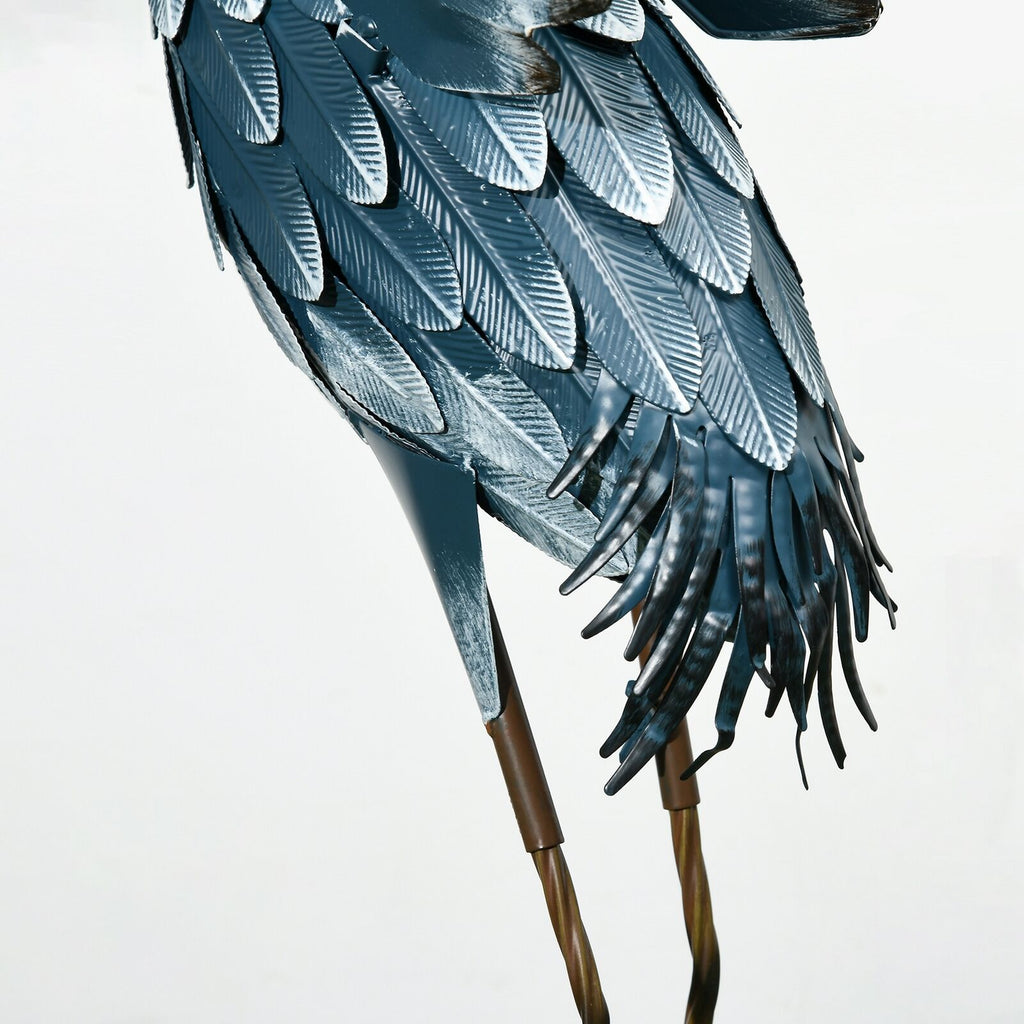 Blue Heron Garden Statues Set Metal Yard Bird Sculptures