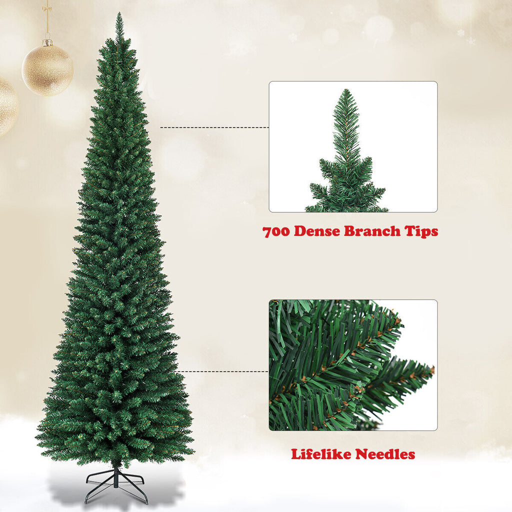 7-Foot Artificial Christmas Tree With Stand Slim Design Holiday Decor