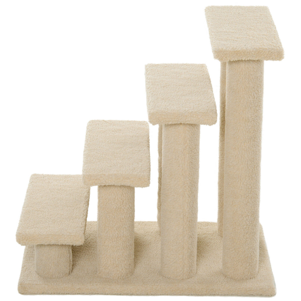 24-Inches Cat Tree 4-Steps Stairway with Perch Scratcher Bed Climber