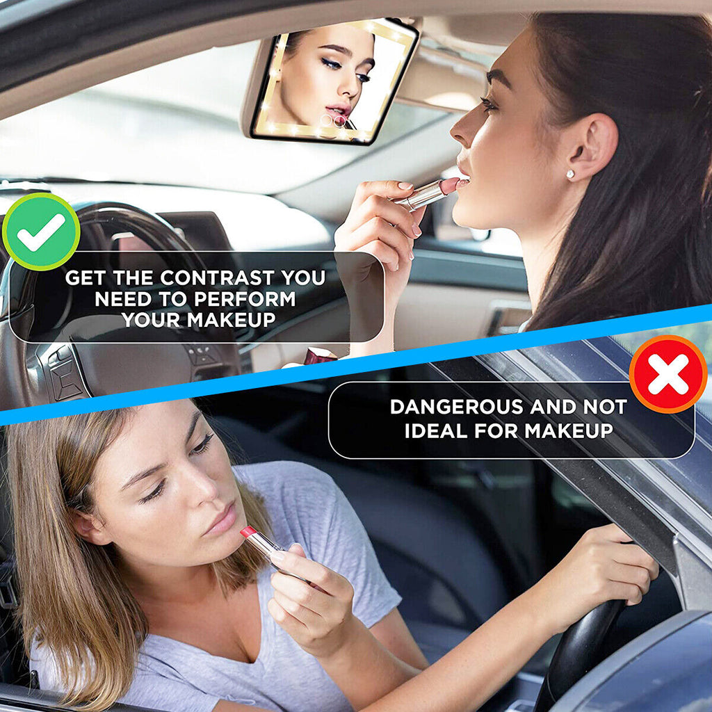 Rechargeable Makeup Mirror with 60 LEDs and 3 Light Modes for Car Sun Visor