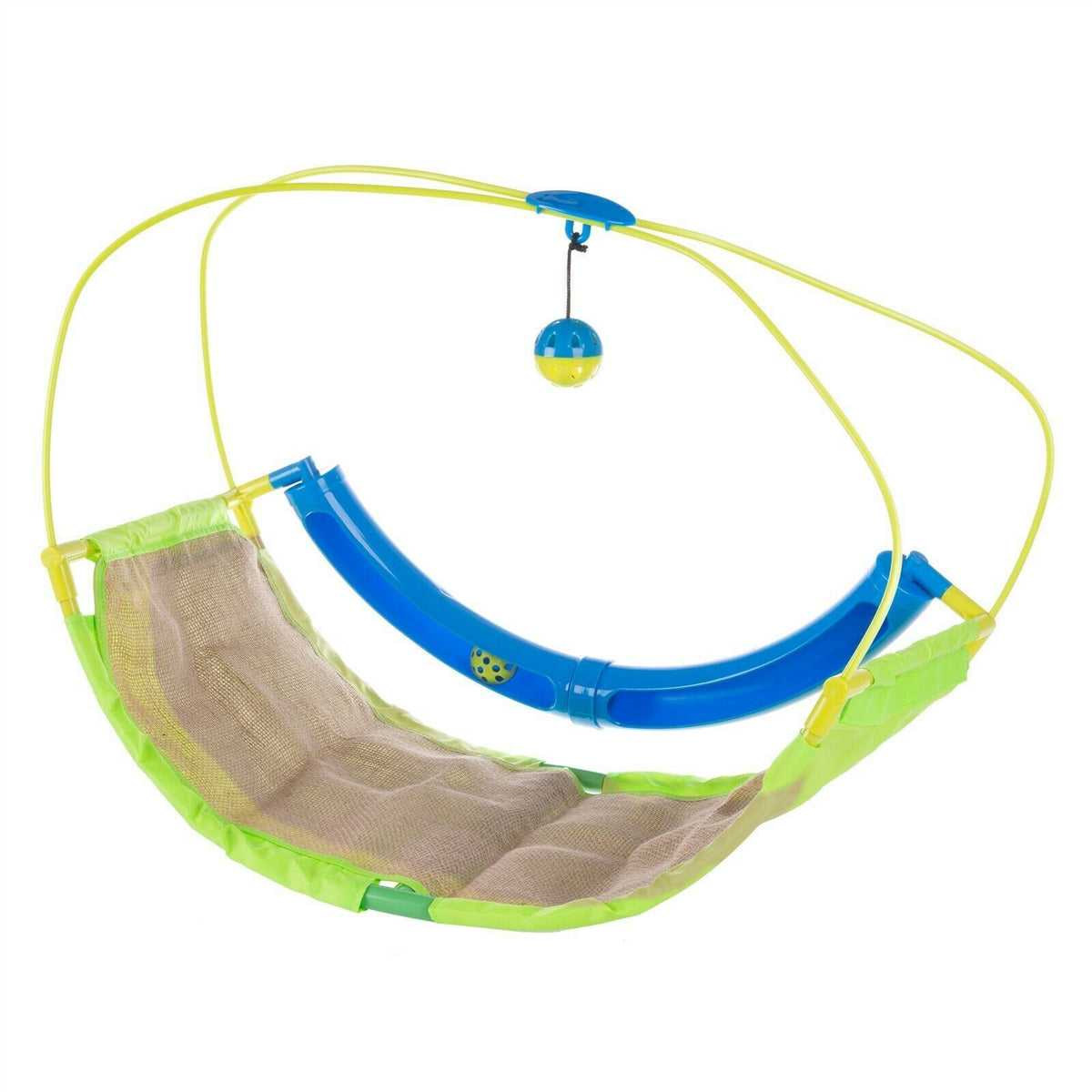 Cat Toy Rocking Mat with Scratching Area Hanging Toy and Roller Ball