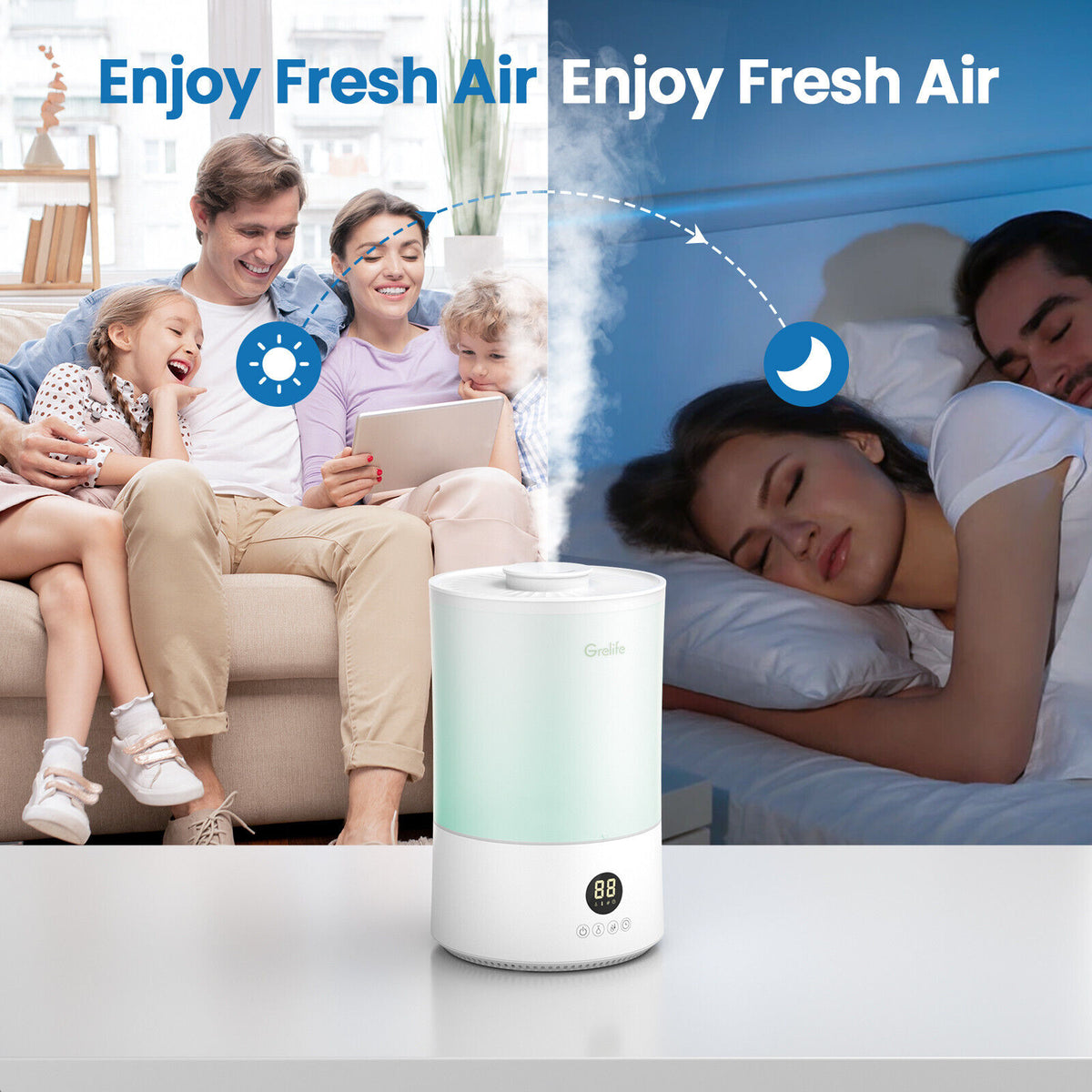 4L Ultrasonic Humidifiers for Bedroom, Large Room, and Office