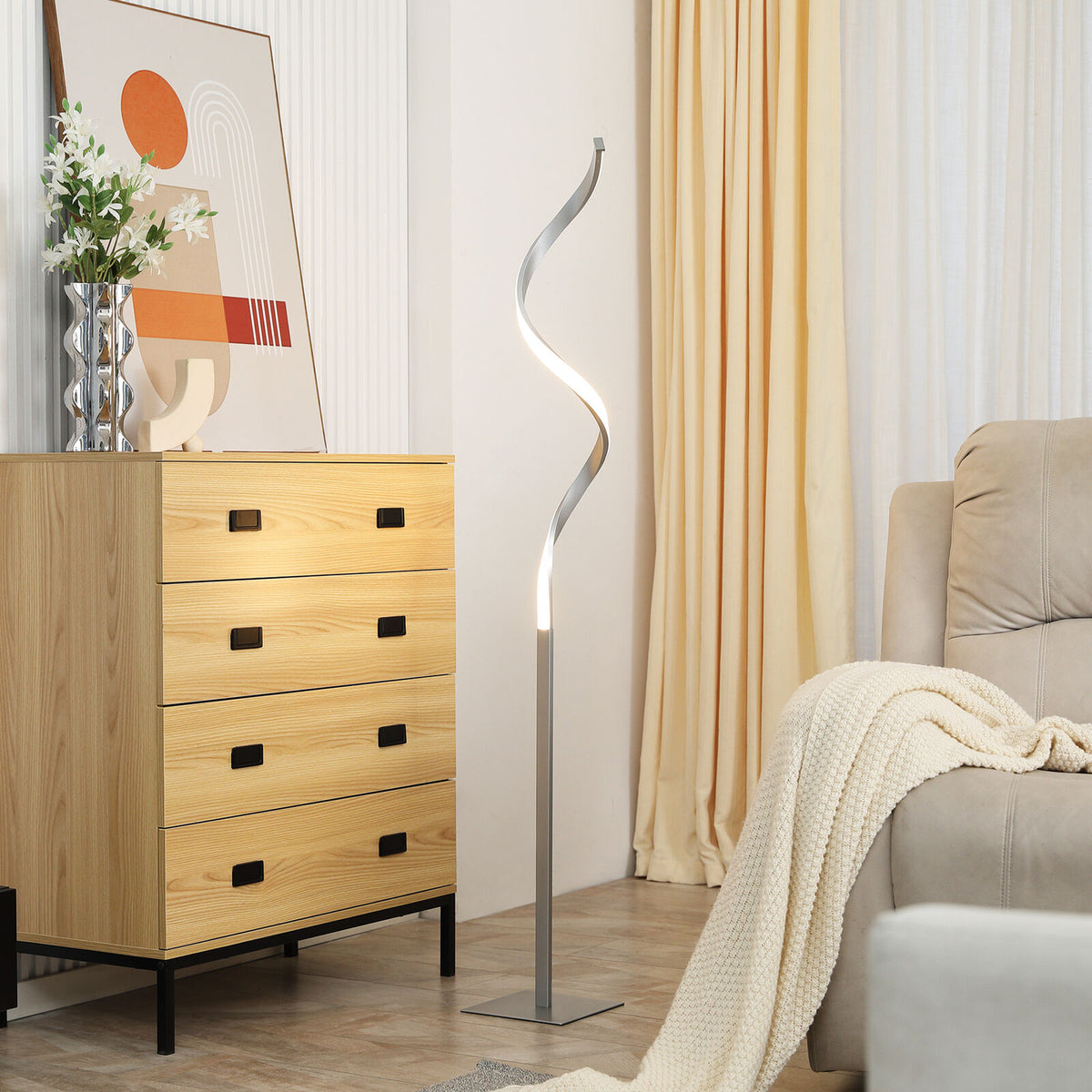 Modern LED Standing Lamp Spiral Floor Lamp for Living Room and Bedroom