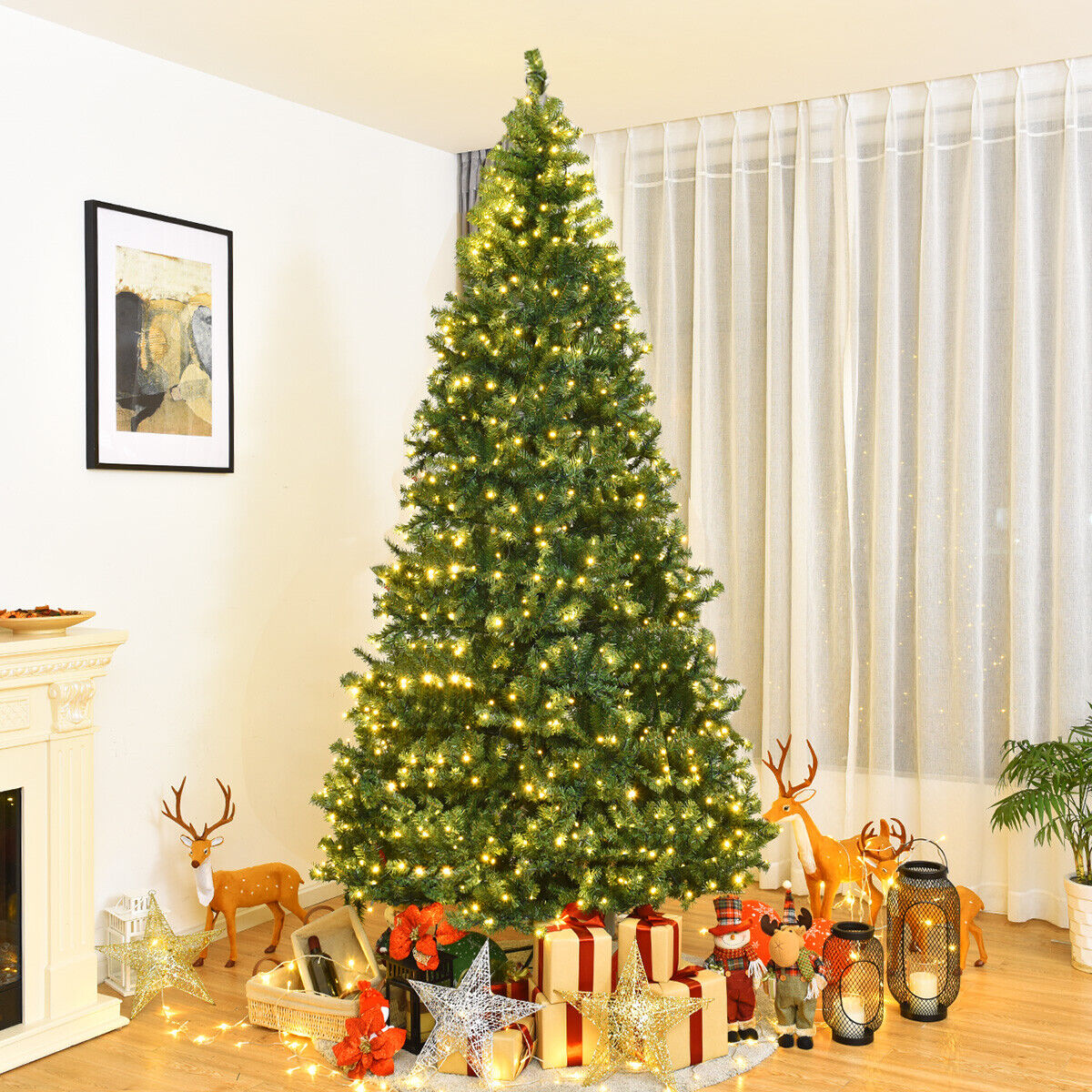 9 Feet High Realistic Christmas Tree With 1000 LED Lights Decoration