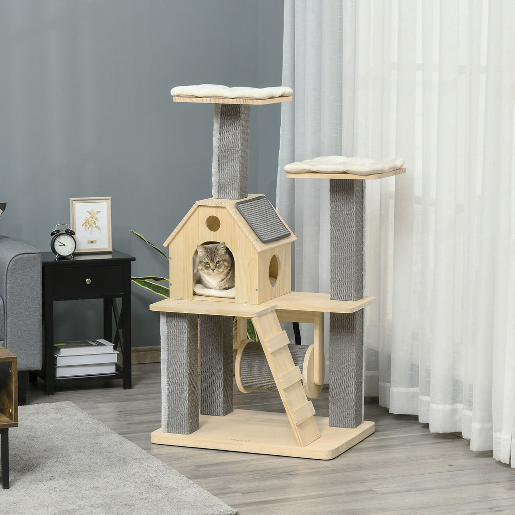 Cat Condo with Scratching Posts and Spinning Toy Activity Center