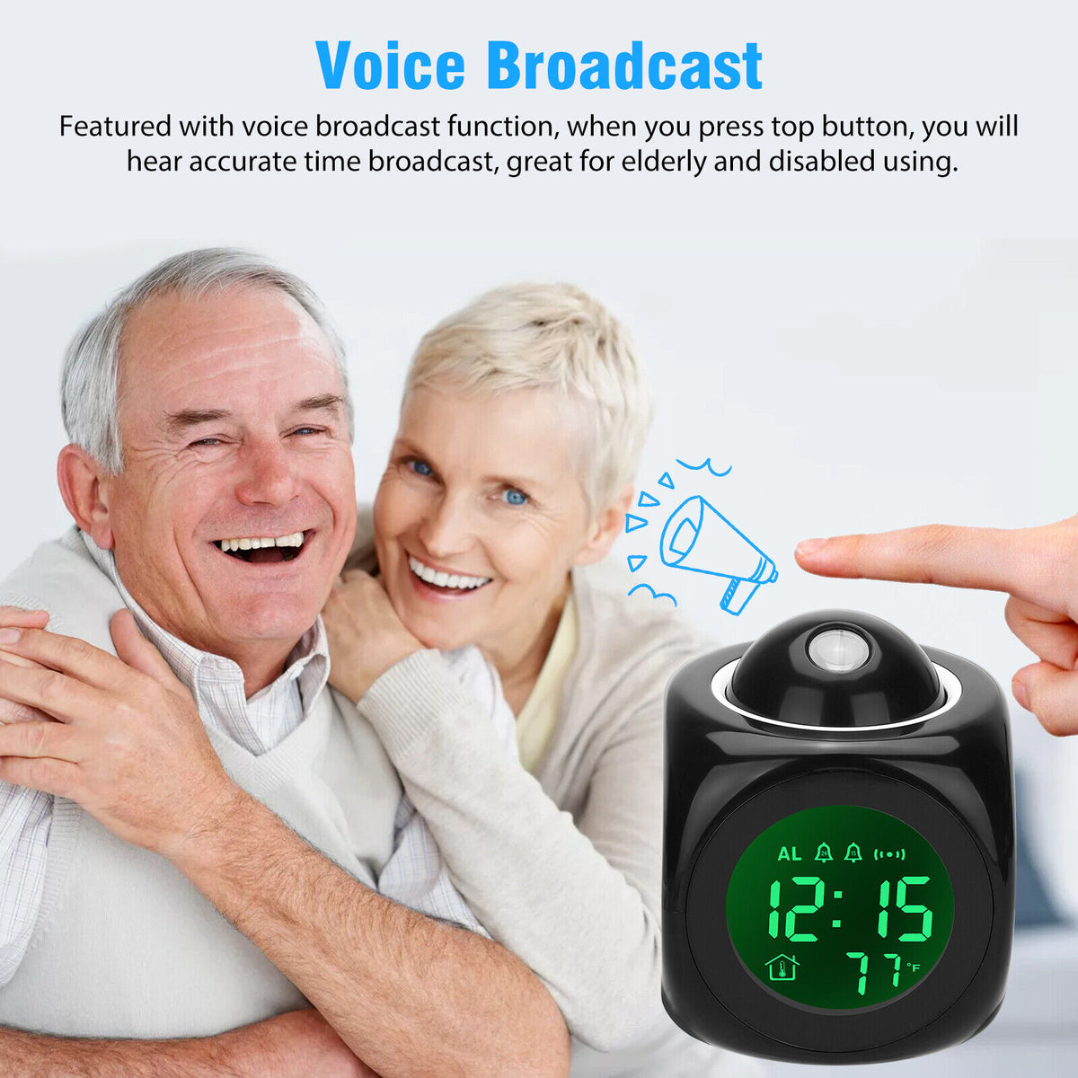 Digital Alarm Clock Ceiling Projection Voice Alert And Snooze Function