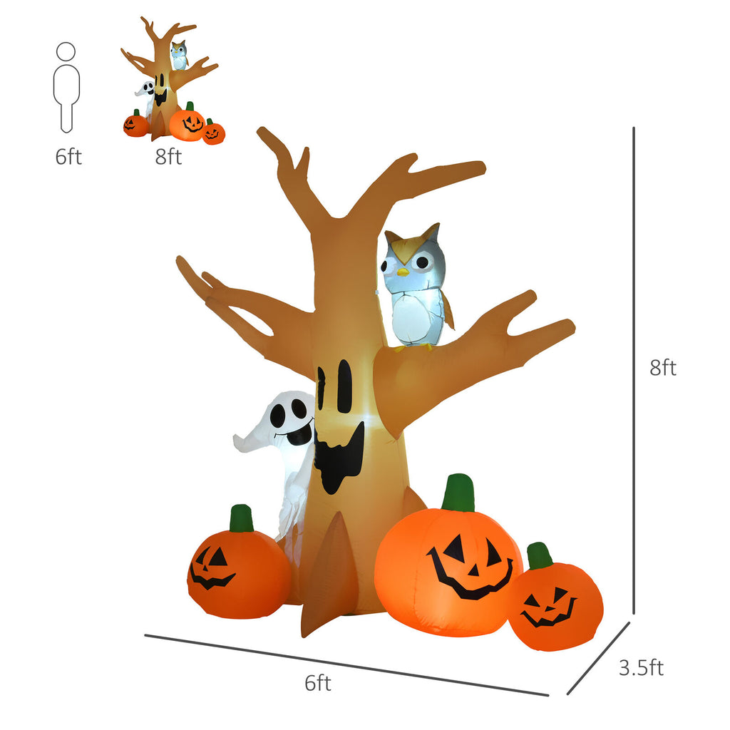 7.5-Foot Inflatable Haunted Halloween Tree With Pumpkin & Ghost Design