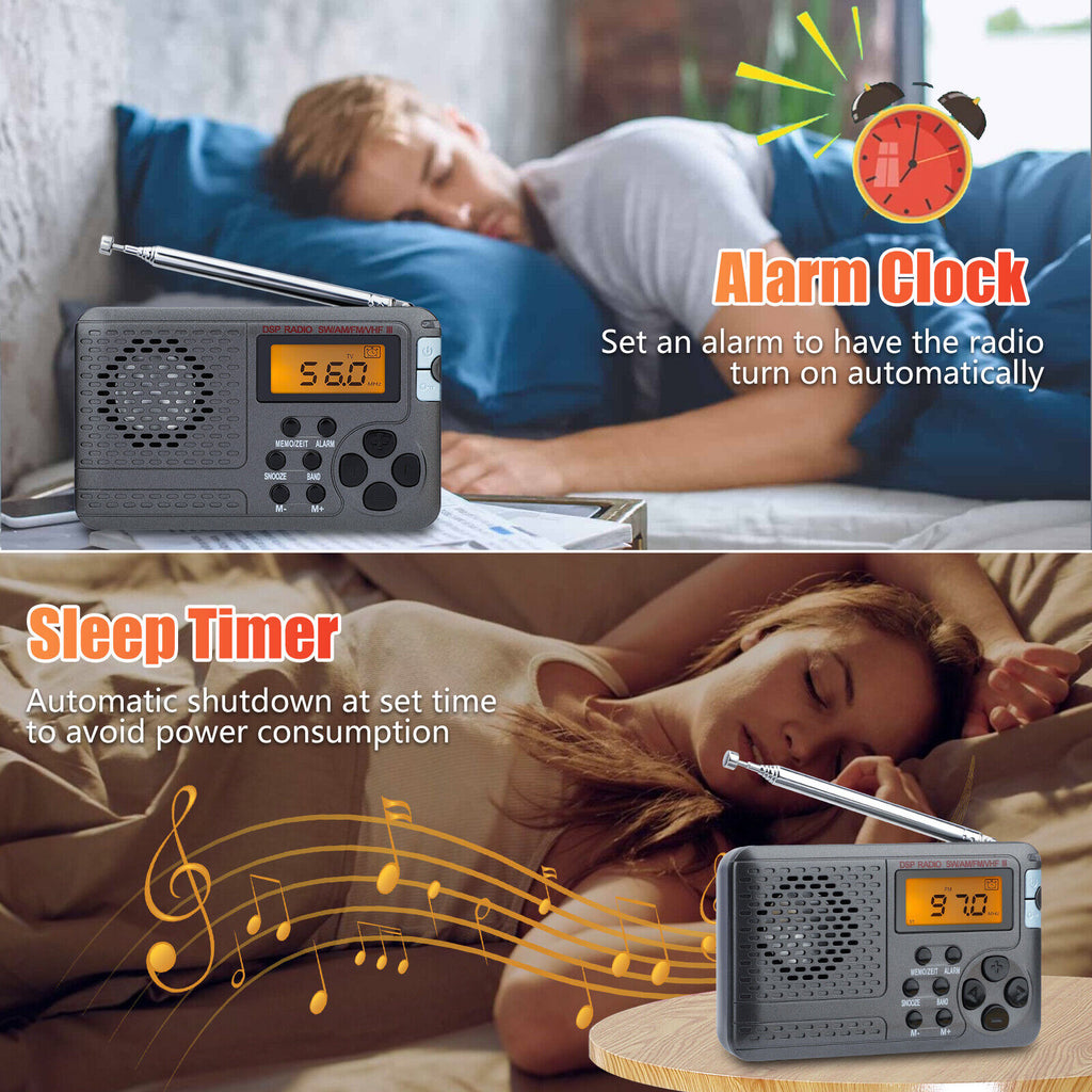 Portable AM/FM/SW/TV Radio Emergency Receiver with Digital LCD Display