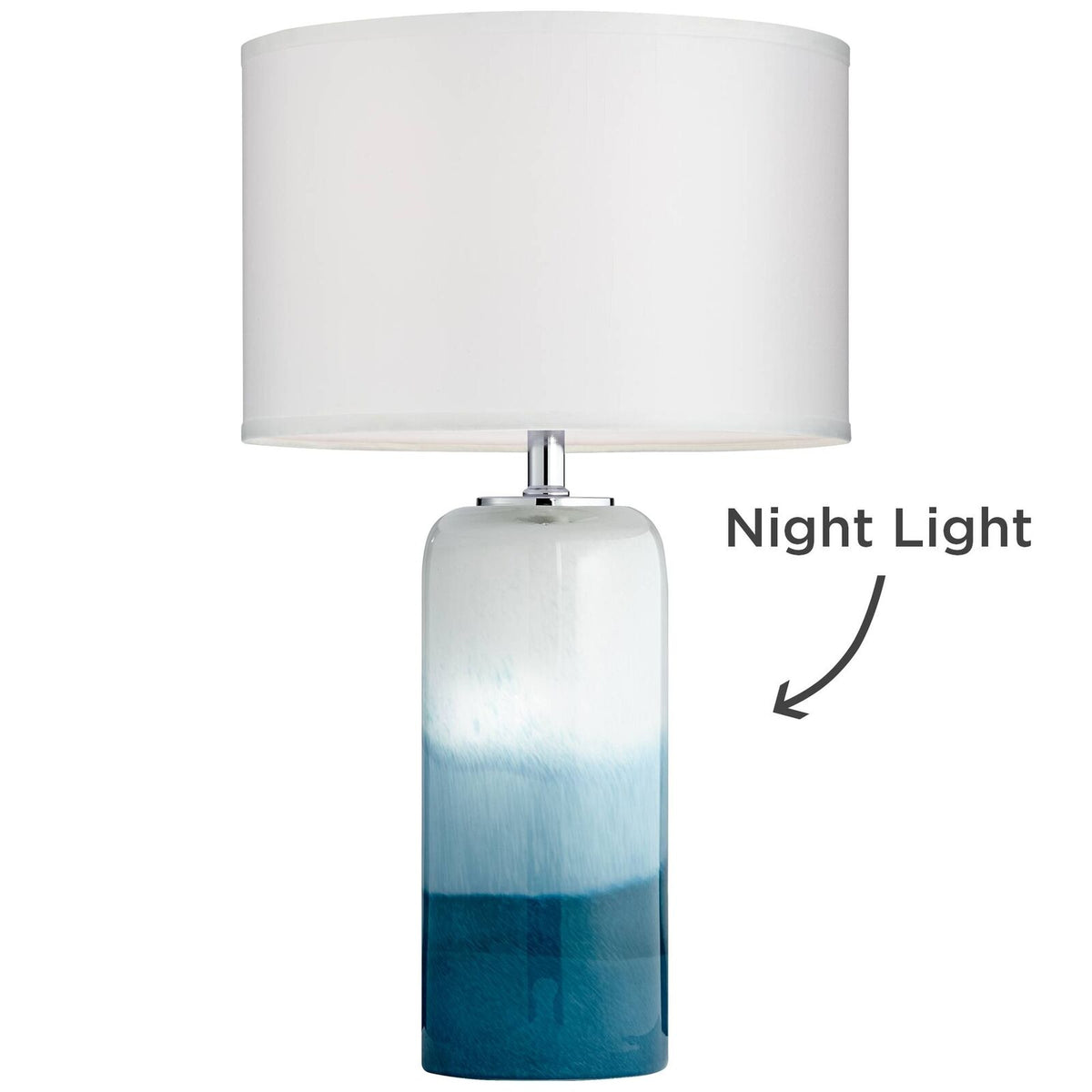 Blue Art Glass Table Lamp Modern Handcrafted Bedside Night Lamp W/ LED