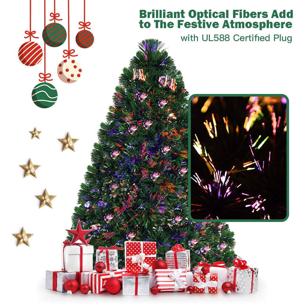 4ft Pre-lit Fiber Optic PVC Christmas Tree with Metal Stand