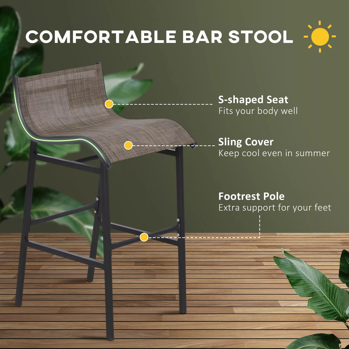 Outdoor Patio Bistro Set with Swivel Bar Stools and Glass Tabletop