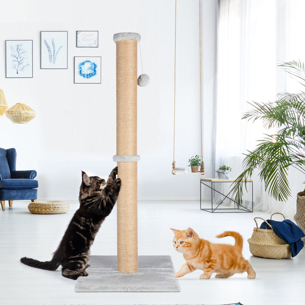 37" Cat Scratching Post with Teaser Ball Sisal Rope Scratcher