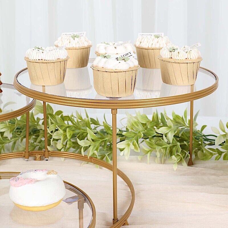 3 Tier Gold Metal Cake Dessert Stand Clear Acrylic Wedding Table Decor
