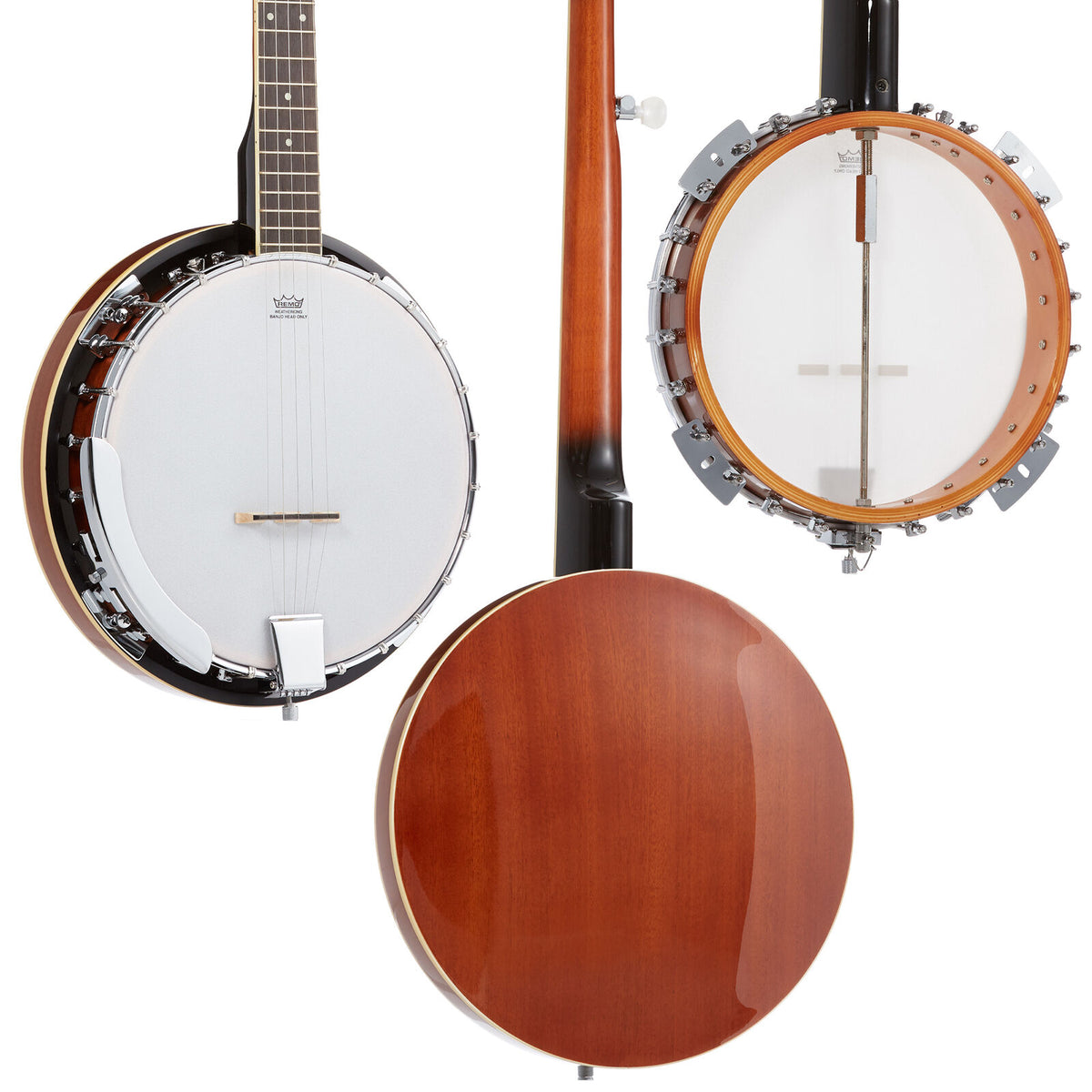 5-String Banjo Guitar With Closed Back Geared 5th Tuner & 24 Brackets