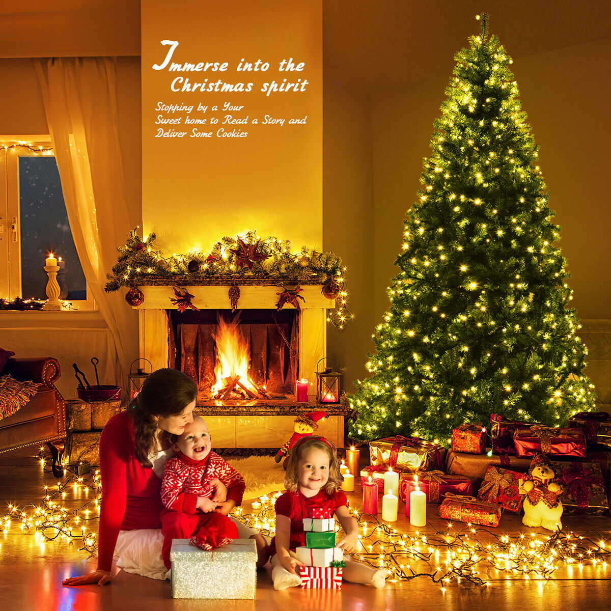 8Ft LED Pre-Lit Artificial Christmas Tree with 750 Lights