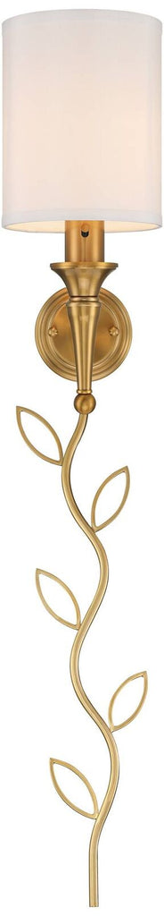 Plug-In Wall Sconce Light With Cord Cover Gold Finish & Cylinder Shade
