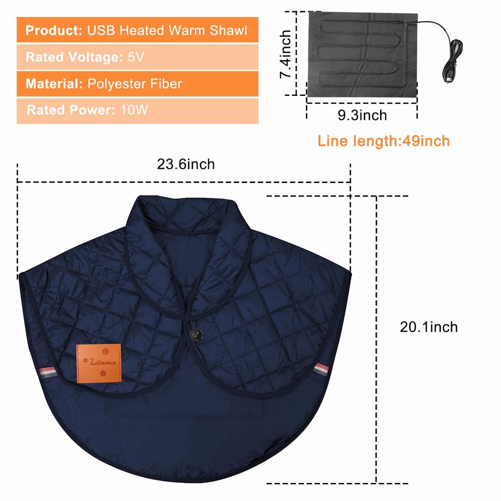 Portable Electric Heated Shawl USB Powered Heating Vest for Winter Use