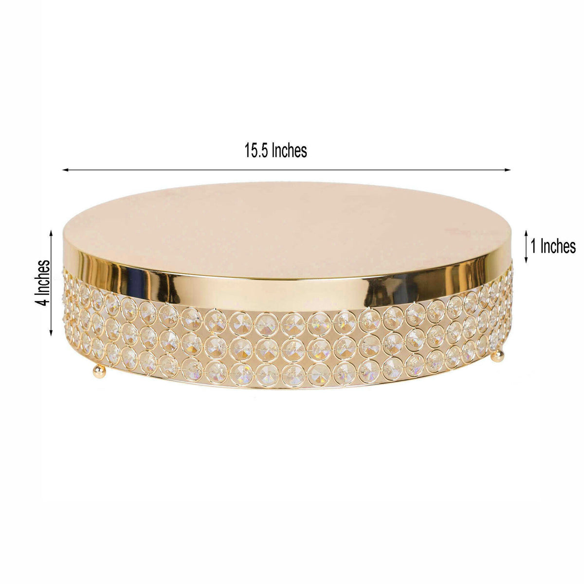 15.5" Gold Metal Wedding Cake Stand with Crystal Beads Dessert Display
