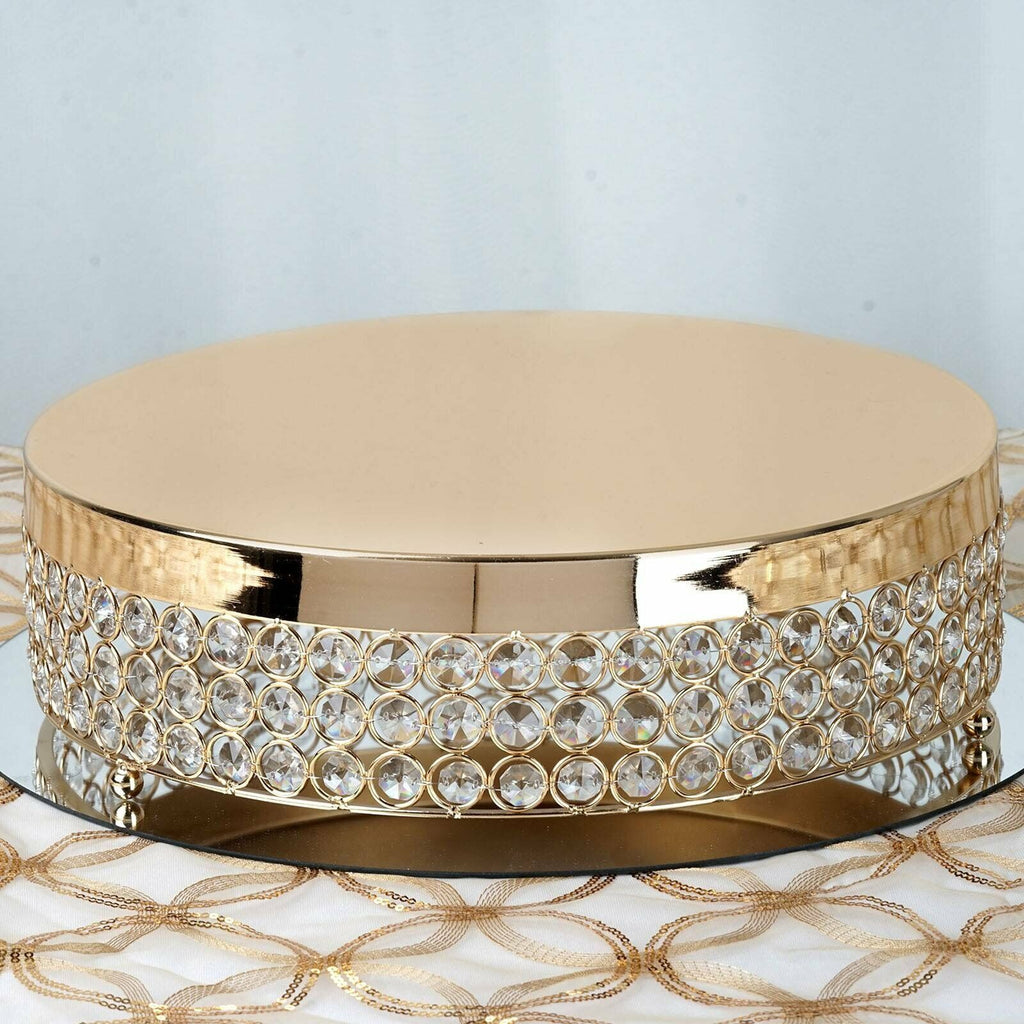 13.5 Inch Gold Crystal Bead Cake Stand Event Dessert Table Decor