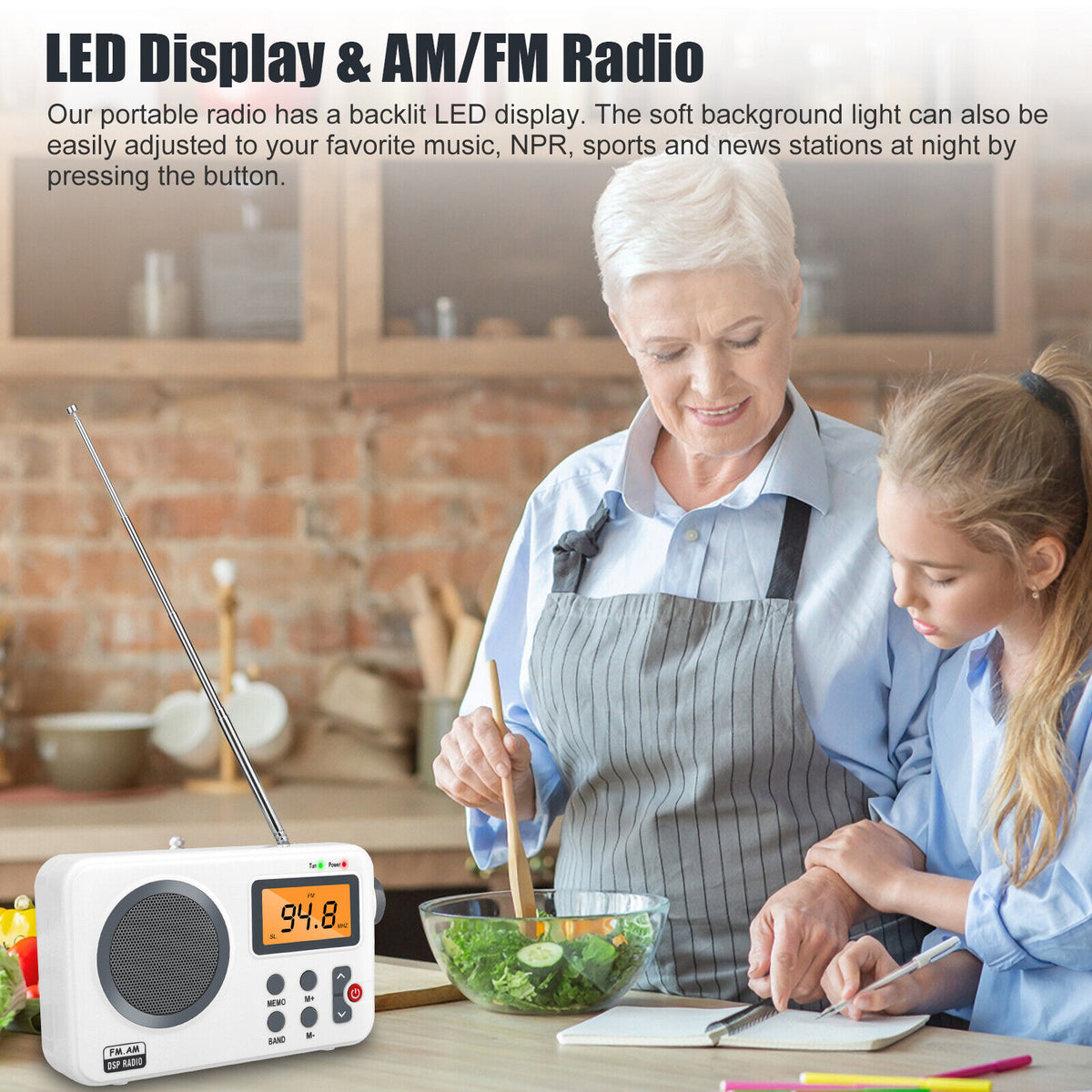 Rechargeable FM/AM Radio LCD Screen Clear Loud Speaker