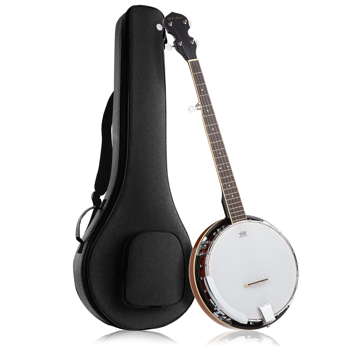5-String Banjo Guitar With Closed Back Geared 5th Tuner & 24 Brackets