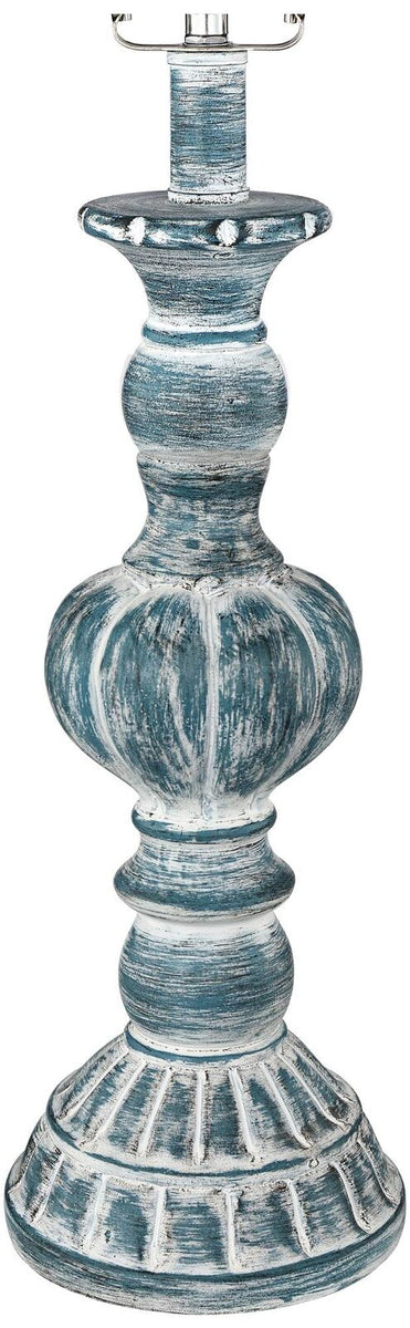 Rustic Table Lamps Set Vintage Design With Blue Wash Bases 2-Piece