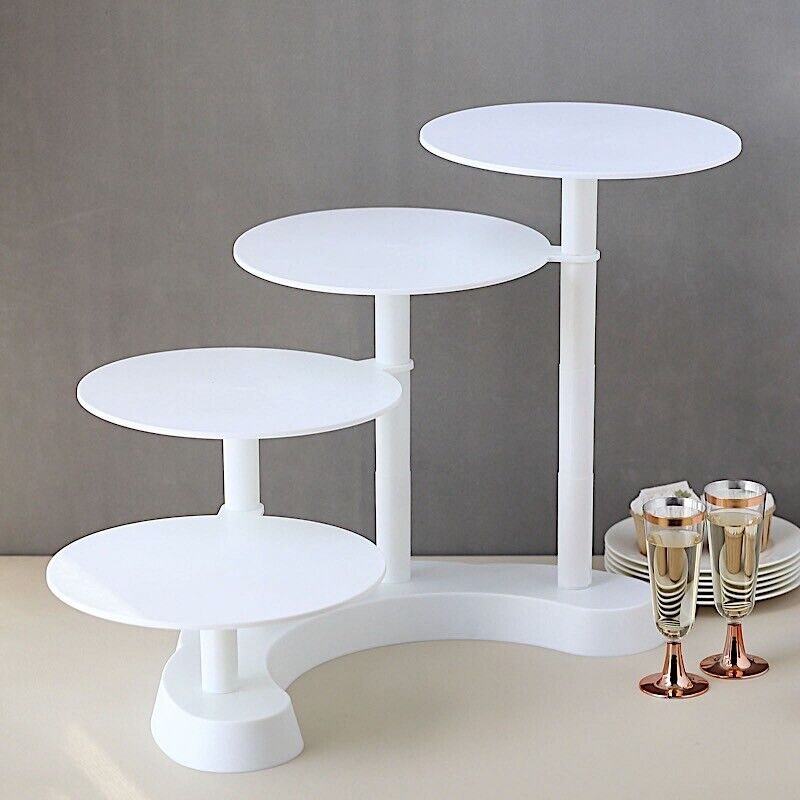 4-Tier Plastic Cake Cupcake Stand Pillar Design Wedding Party Display White