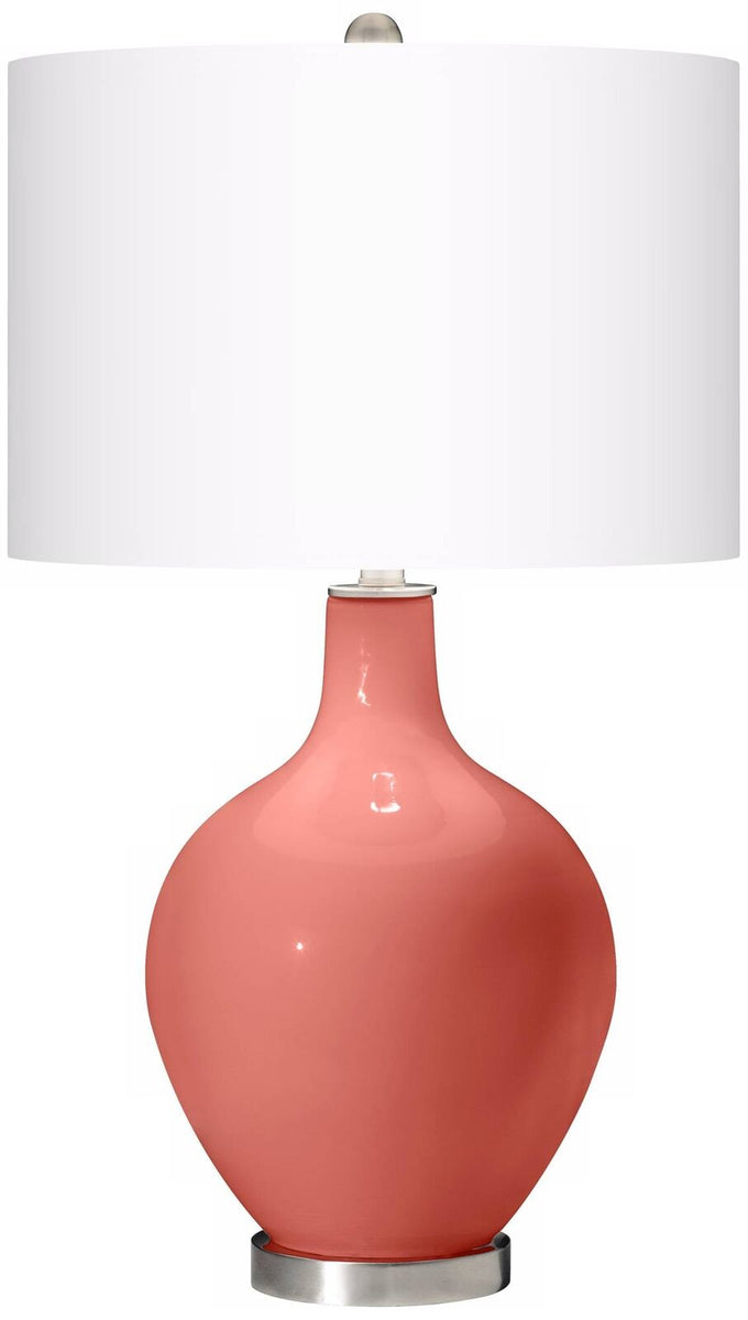 Modern Glass Table Lamp in Coral Reef Color and Brushed Nickel Finish