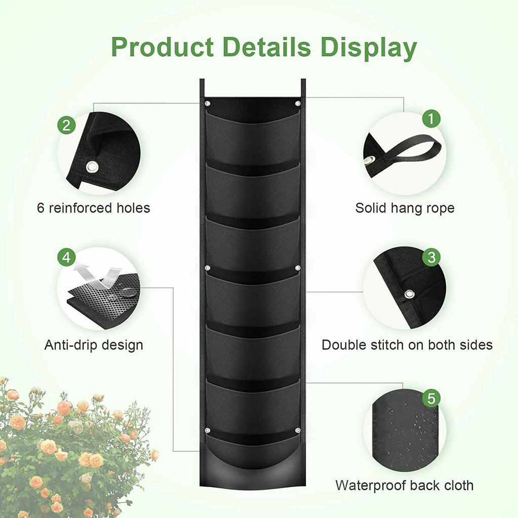 7-Pocket Vertical Wall Planter Waterproof Felt Cloth