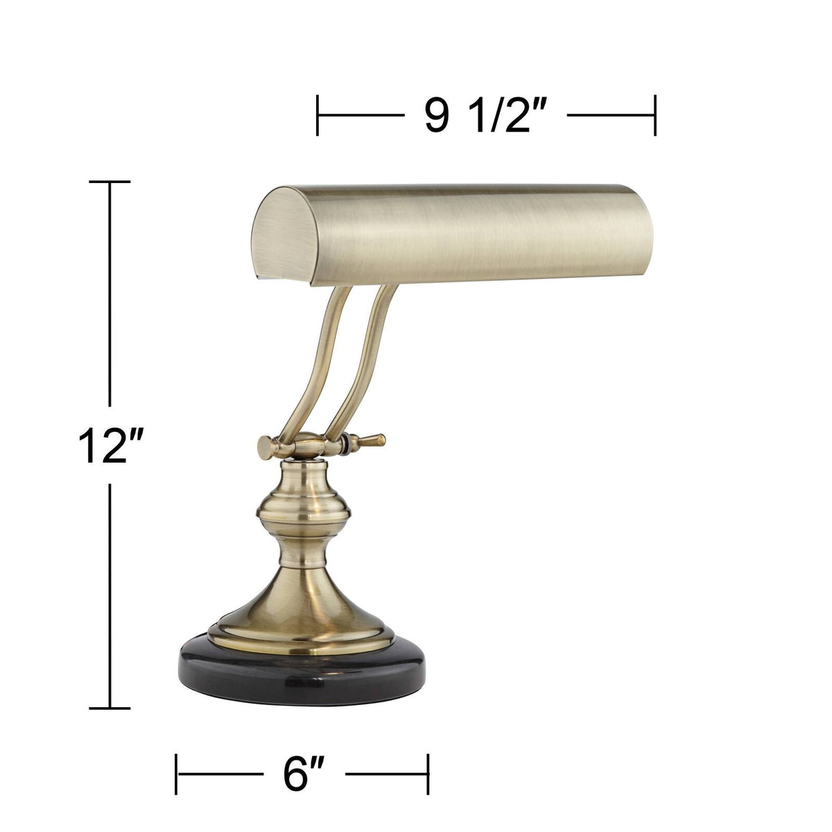 12 Inches High Traditional Piano Style Desk Lamp Antique Brass Finish