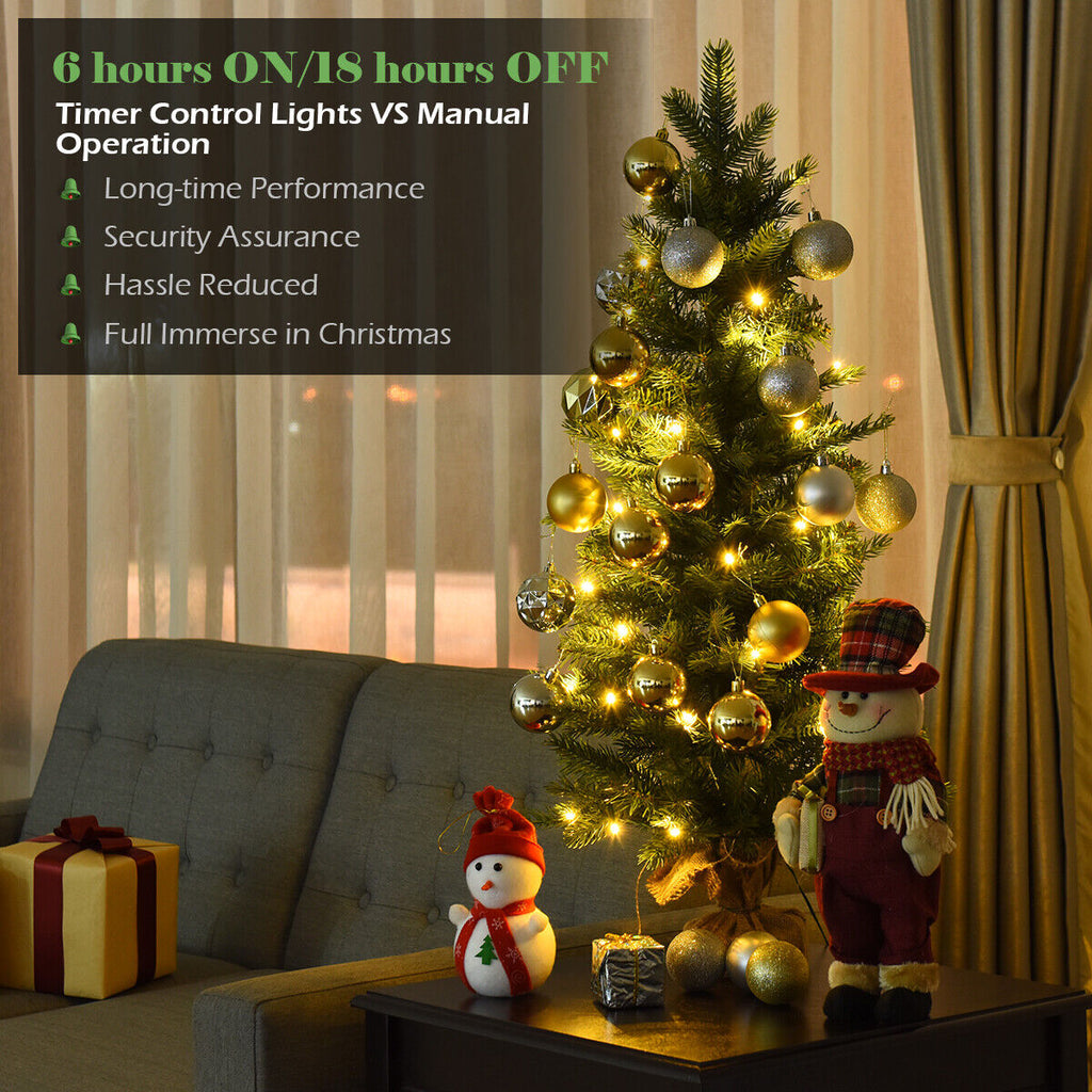 Battery-operated Tabletop Christmas Tree with Timer and Lights