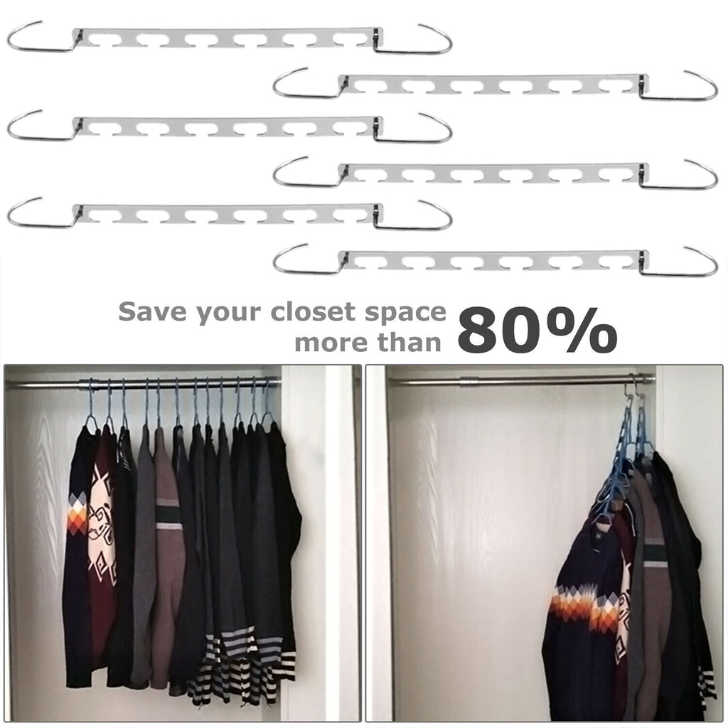 Metal Space Saving Closet Hanger Organizer - Pack of 6