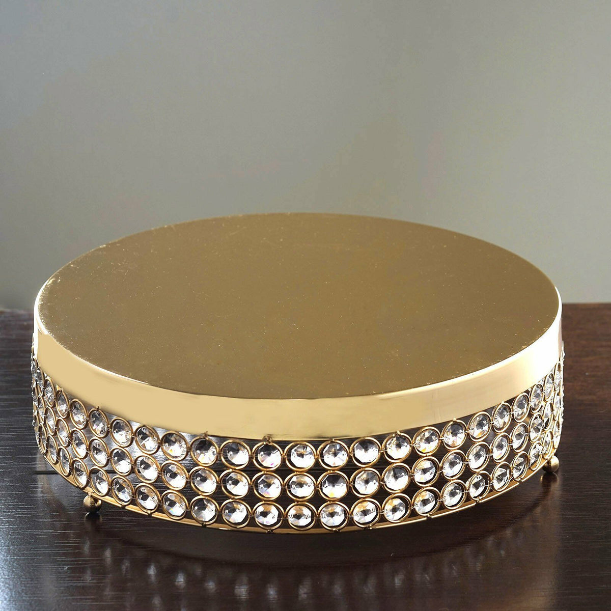 13.5 Inch Gold Crystal Bead Cake Stand Event Dessert Table Decor