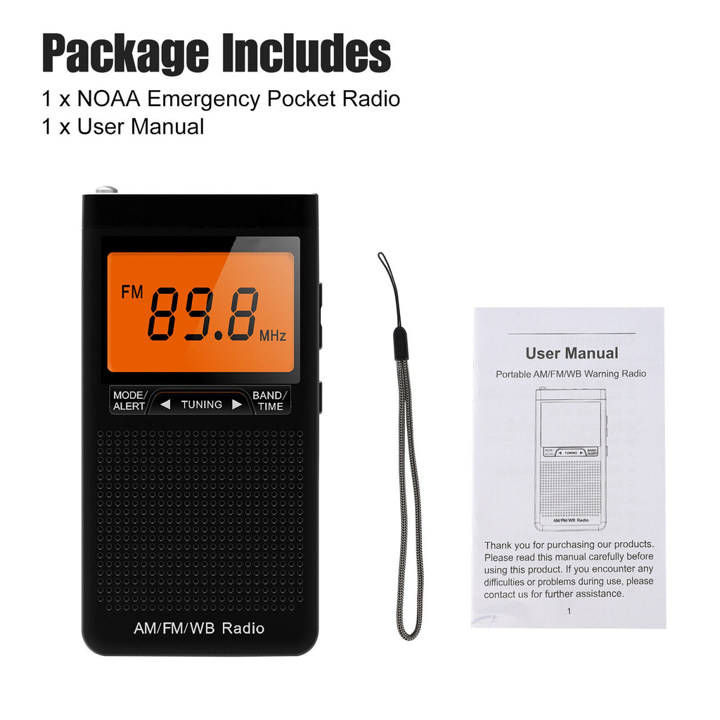Portable AM FM NOAA Weather Radio Emergency Compact And Slim Receiver
