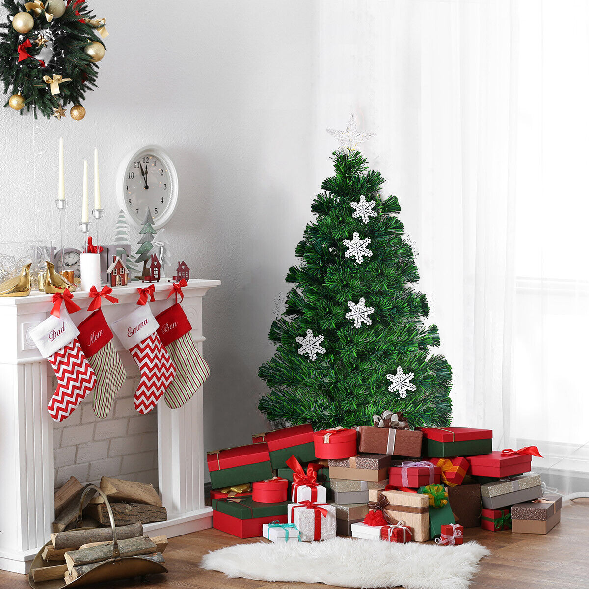 3-Foot Mini Pre-lit Christmas Tree With Multicolor Fiber Optic Lights