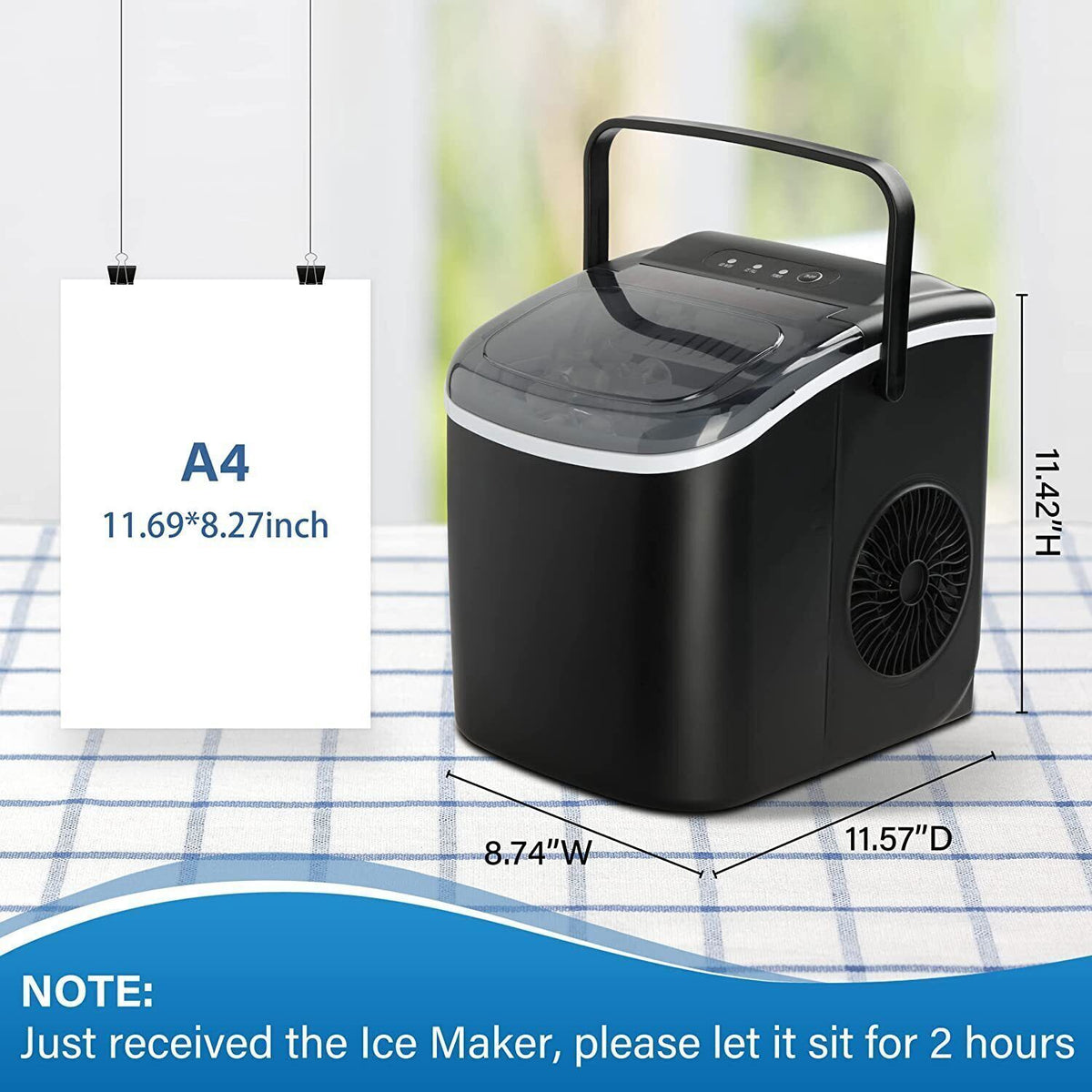 Portable Electric Ice Maker Machine 26lbs 24Hrs Self-Clean