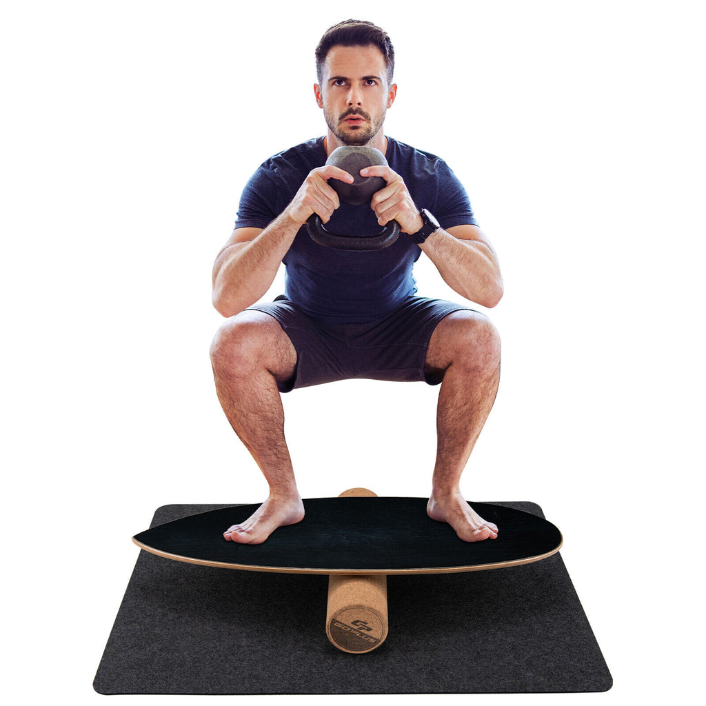 Wooden Balance Board Trainer Wobble Roller for Exercise & Sports Training