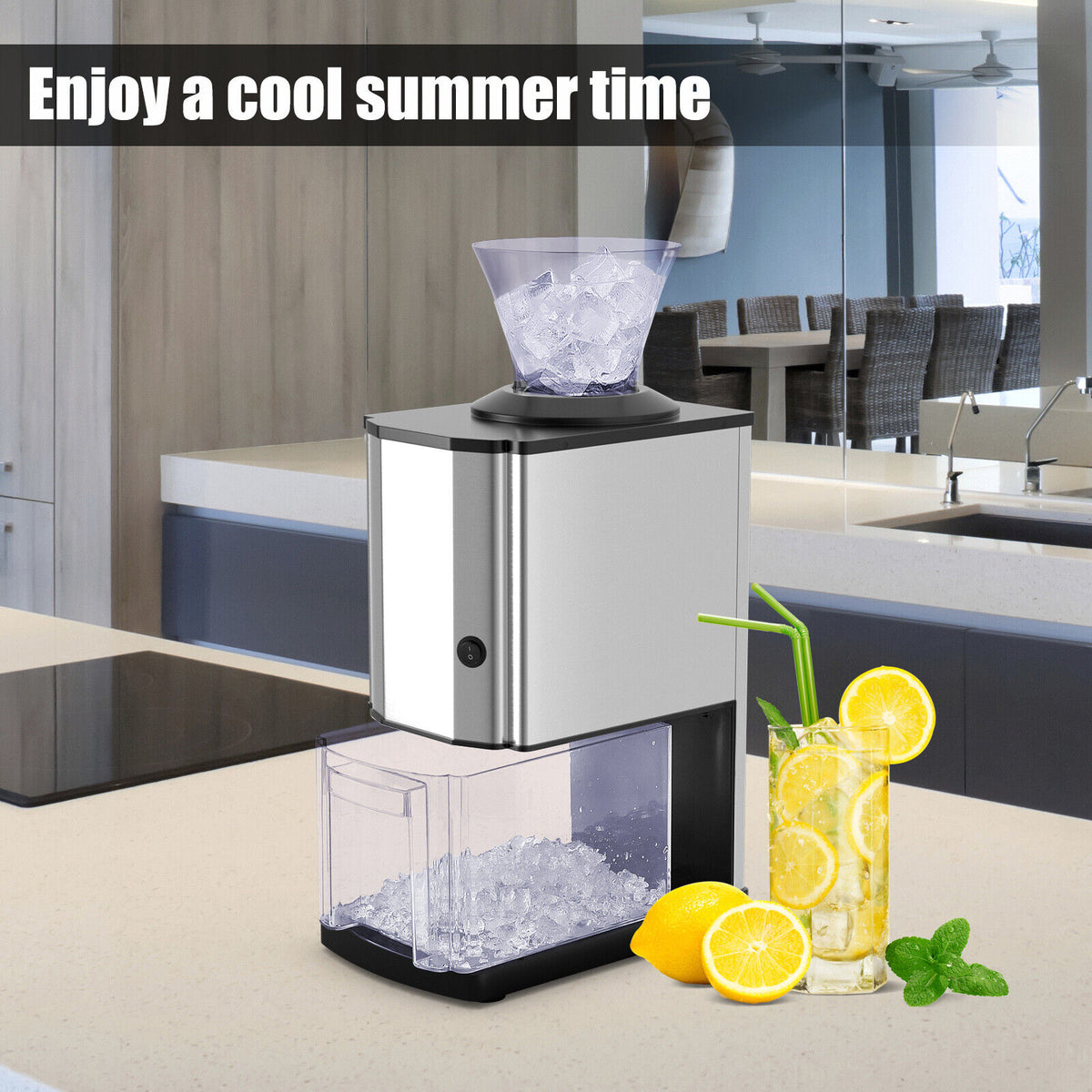 Stainless-Steel Portable Electric Ice Crusher Machine For Drinks Party