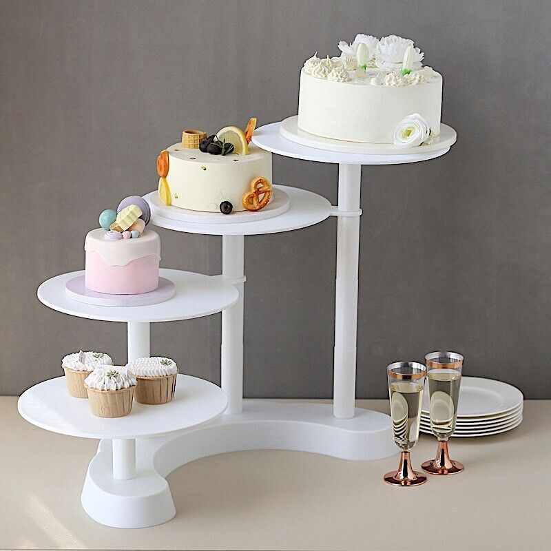 4-Tier Plastic Cake Cupcake Stand Pillar Design Wedding Party Display White