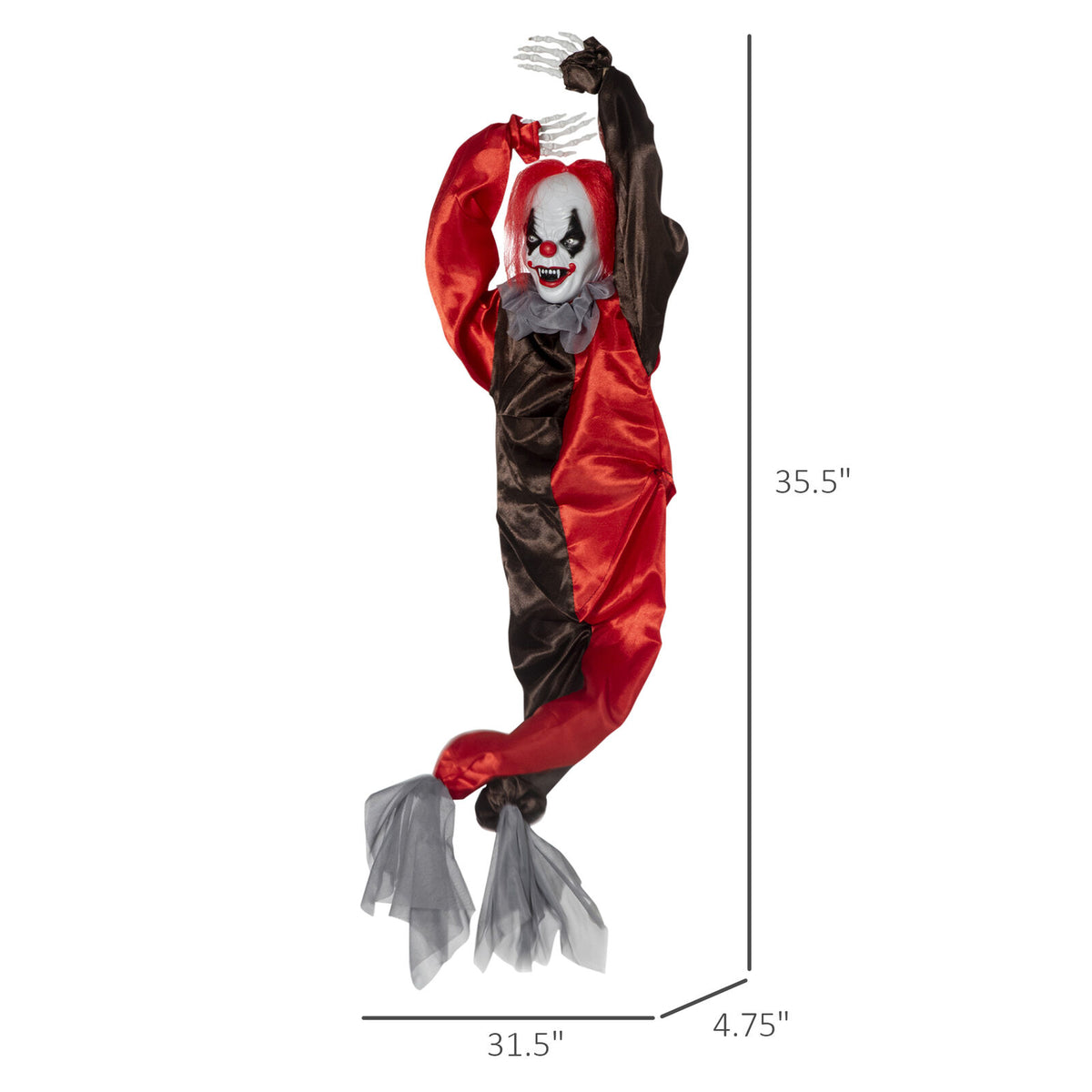 36" Animated Hanging Clown Scare Prop Outdoor Halloween Decor