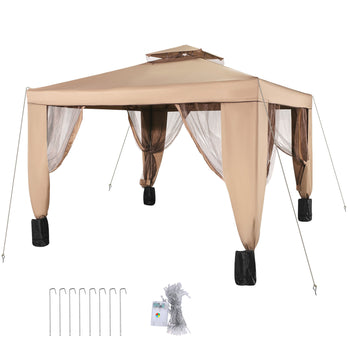 10x10ft Outdoor Gazebo Canopy with Mosquito Netting