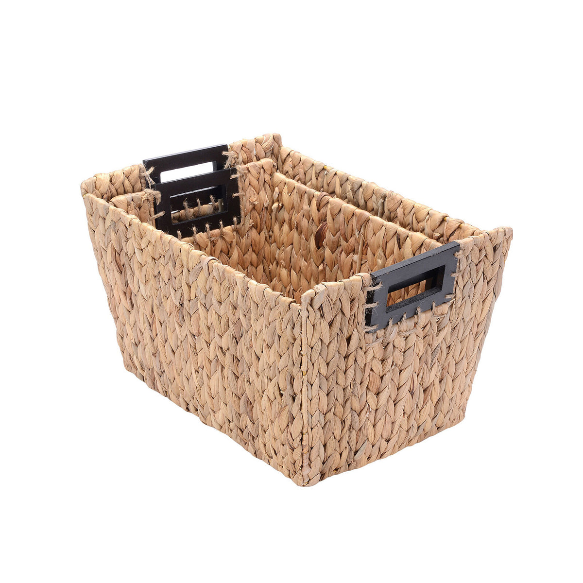 2-Pack Rectangle Handmade Wicker Baskets with Nesting Wire Frame