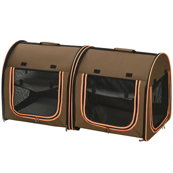 Double Cat Kennel Bag Oxford Travel Pet Carrier Seat