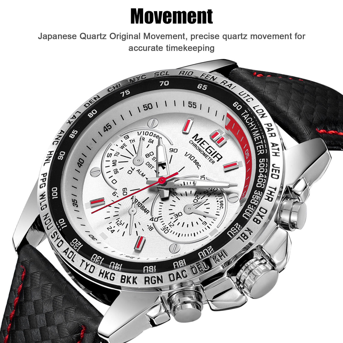 Stainless Steel Men's Sports Wrist Watch Analog Waterproof Chronograph