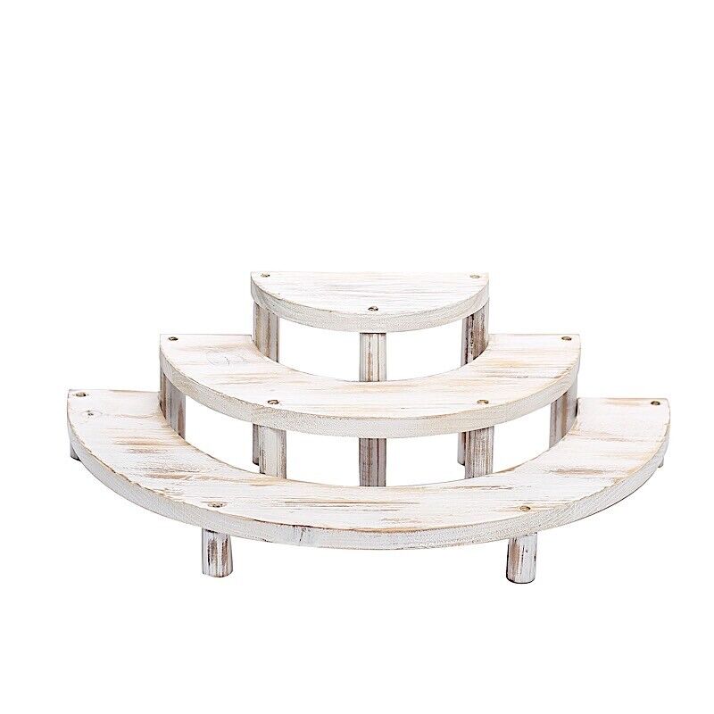 3 Tier Wooden Semicircle Cupcake Dessert Display Stand Whitewashed