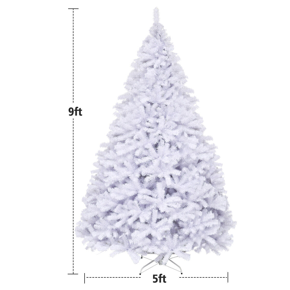 9 Feet Hinged Artificial Christmas Tree With 2132 Branches & Iron Base