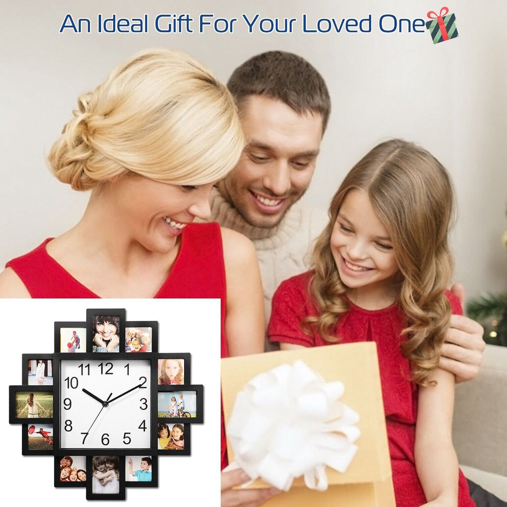 Wall Clock w/ Photo Frame 2-in-1 Decorative Display Family Gift