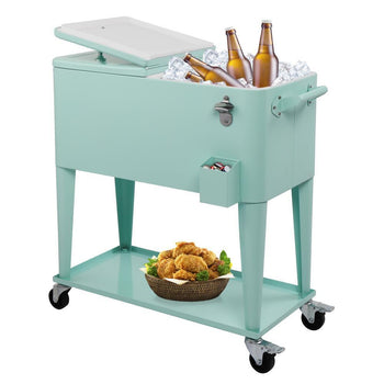 80 Quart Portable Outdoor Rolling Party Cooler Cart